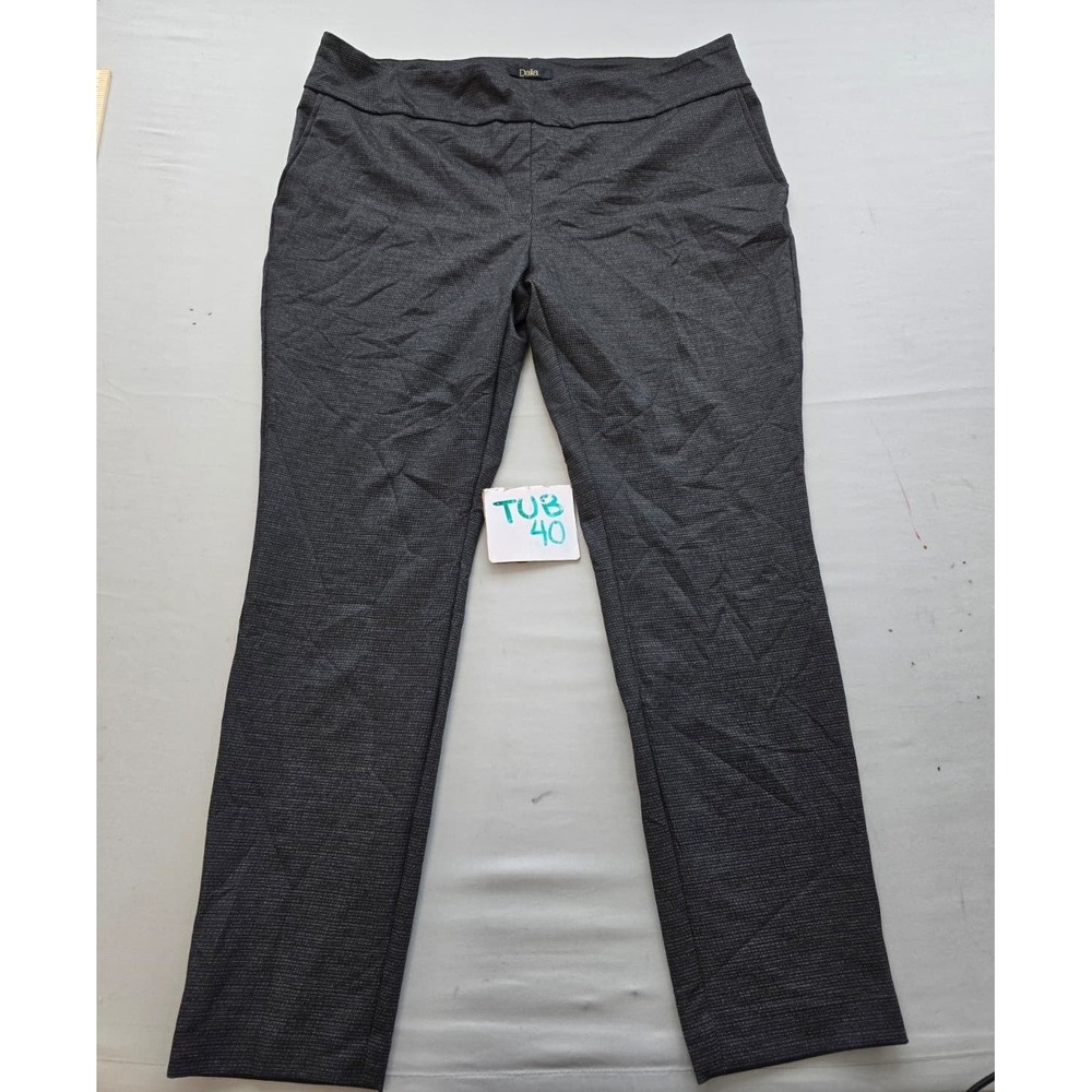 Dalia Womens XL Charcoal Grey Micro Pattern Stretch Straight Leg Dress Pants